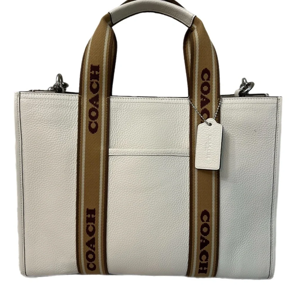 Coach White and Tan Briefcase with Modern Design. NWOT